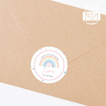 Load image into Gallery viewer, Pastel Rainbow Style Heart Background Birthday Party Stickers