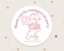 Load image into Gallery viewer, Watercolour Pink Cotton Candy Style Birthday Party Stickers, Girls' Party Stickers