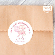 Load image into Gallery viewer, Watercolour Pink Cotton Candy Style Birthday Party Stickers, Girls' Party Stickers