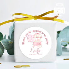 Load image into Gallery viewer, Watercolour Pink Cotton Candy Style Birthday Party Stickers, Girls' Party Stickers