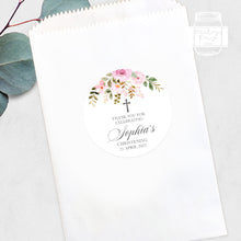 Load image into Gallery viewer, Pink Rose Floral Style Christening Baptism Stickers