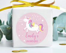 Load image into Gallery viewer, Personalised Cute Unicorn Hand Drawn Style Birthday Party Stickers