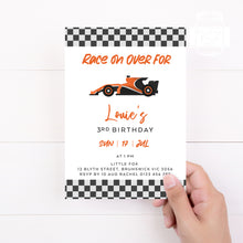 Load image into Gallery viewer, Racing Car Birthday Invitation Template, Printable Invitation, Car Themed Print It Yourself Car Party Birthday Invite, Invitation