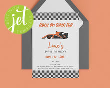 Load image into Gallery viewer, Racing Car Birthday Invitation Template, Printable Invitation, Car Themed Print It Yourself Car Party Birthday Invite, Invitation