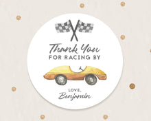 Load image into Gallery viewer, Retro Race Car Watercolour Style Birthday Party Stickers, Boy's Party Stickers