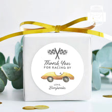 Load image into Gallery viewer, Retro Race Car Watercolour Style Birthday Party Stickers, Boy's Party Stickers