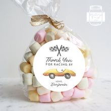 Load image into Gallery viewer, Retro Race Car Watercolour Style Birthday Party Stickers, Boy's Party Stickers