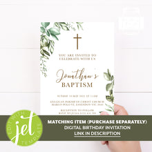 Load image into Gallery viewer, Rustic Greenery Leaves Style Christening Baptism Stickers Favour Stickers