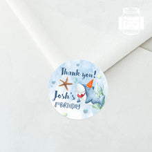 Load image into Gallery viewer, Shark Themed Birthday Party Stickers