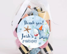 Load image into Gallery viewer, Shark Themed Birthday Party Stickers