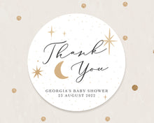 Load image into Gallery viewer, Moon and Star Baby Shower Thank You Sticker Custom Stickers Sparkly Star Stickers Favour Bag Stickers