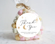 Load image into Gallery viewer, Moon and Star Baby Shower Thank You Sticker Custom Stickers Sparkly Star Stickers Favour Bag Stickers