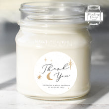 Load image into Gallery viewer, Moon and Star Baby Shower Thank You Sticker Custom Stickers Sparkly Star Stickers Favour Bag Stickers