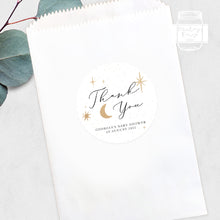Load image into Gallery viewer, Moon and Star Baby Shower Thank You Sticker Custom Stickers Sparkly Star Stickers Favour Bag Stickers