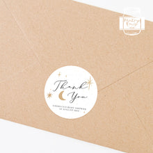 Load image into Gallery viewer, Moon and Star Baby Shower Thank You Sticker Custom Stickers Sparkly Star Stickers Favour Bag Stickers