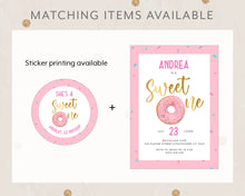 Load image into Gallery viewer, Instant Download Sweet One Doughnut Birthday Invitation Template, Print It Yourself Sweet One Birthday, Doughnut Style Invitation