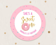Load image into Gallery viewer, Sweet One Doughnut Style Birthday Party Stickers