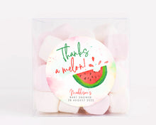 Load image into Gallery viewer, Watercolour Watermelon Style "Thanks a melon" Baby Shower Thank You Stickers Favour Stickers