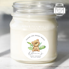 Load image into Gallery viewer, Cute Bear Watercolour Greenery Style Baby Shower Thank You Stickers Favour Stickers
