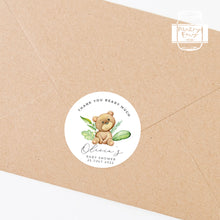 Load image into Gallery viewer, Cute Bear Watercolour Greenery Style Baby Shower Thank You Stickers Favour Stickers