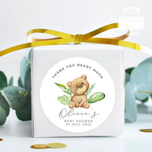 Load image into Gallery viewer, Cute Bear Watercolour Greenery Style Baby Shower Thank You Stickers Favour Stickers