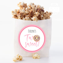 Load image into Gallery viewer, Two Sweet Pink Doughnut Style Birthday Party Stickers