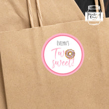Load image into Gallery viewer, Two Sweet Pink Doughnut Style Birthday Party Stickers