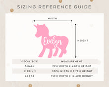 Load image into Gallery viewer, Personalised Unicorn Name Permanent Vinyl Stickers
