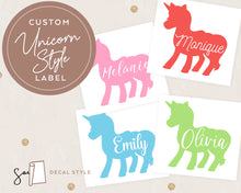 Load image into Gallery viewer, Personalised Unicorn Name Permanent Vinyl Stickers