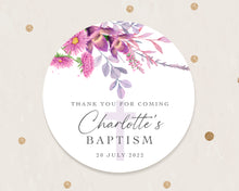 Load image into Gallery viewer, Watercolour Violet Floral Style Christening Baptism Stickers Favour Stickers
