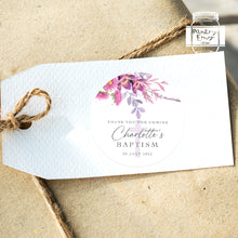 Load image into Gallery viewer, Watercolour Violet Floral Style Christening Baptism Stickers Favour Stickers
