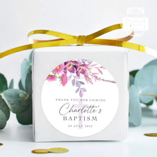 Load image into Gallery viewer, Watercolour Violet Floral Style Christening Baptism Stickers Favour Stickers