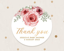 Load image into Gallery viewer, Watercolour Rose Baby Shower Thank You Stickers Favour Stickers