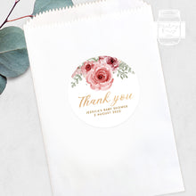Load image into Gallery viewer, Watercolour Rose Baby Shower Thank You Stickers Favour Stickers