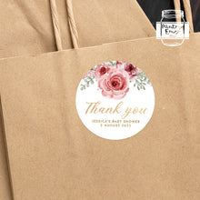 Load image into Gallery viewer, Watercolour Rose Baby Shower Thank You Stickers Favour Stickers