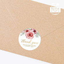 Load image into Gallery viewer, Watercolour Rose Baby Shower Thank You Stickers Favour Stickers