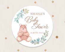Load image into Gallery viewer, Cute Bear Greenery Style Baby Shower Thank You Stickers Favour Stickers