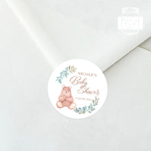 Load image into Gallery viewer, Cute Bear Greenery Style Baby Shower Thank You Stickers Favour Stickers