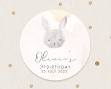 Load image into Gallery viewer, Bunny Watercolour Style Birthday Party Stickers Favour Stickers