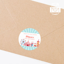 Load image into Gallery viewer, Watercolour Circus Theme Stickers Kids Birthday Party Stickers