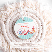 Load image into Gallery viewer, Circus Style Birthday Party Favour Tags Watercolour Circus Style Round Party Favour Gift Tags
