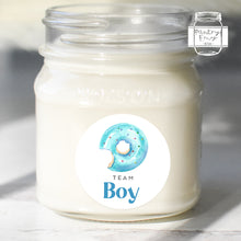 Load image into Gallery viewer, 24pcs 40mm Watercolour Doughnut Style Baby Gender Reveal Team Girl Team Boy Favour Stickers