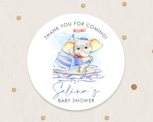 Load image into Gallery viewer, Elephant in Sailor Suit Baby Shower Thank You Stickers Favour Stickers, Elephant Baby Shower Stickers
