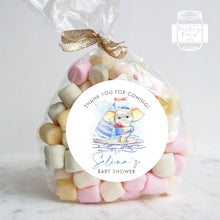 Load image into Gallery viewer, Elephant in Sailor Suit Baby Shower Thank You Stickers Favour Stickers, Elephant Baby Shower Stickers