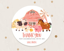 Load image into Gallery viewer, Watercolour Farm Aniamls Style Birthday Party Stickers, Kids Party Stickers