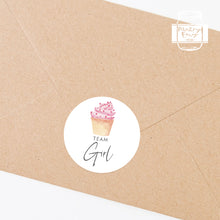 Load image into Gallery viewer, 24pcs 40mm Watercolour Ice Cream Style Baby Gender Reveal Team Girl Team Boy Favour Stickers