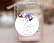 Load image into Gallery viewer, Watercolour Purple Floral Style Christening Baptism Stickers Favour Stickers