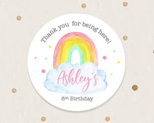 Load image into Gallery viewer, Watercolour Rainbow Themed Birthday Party Stickers