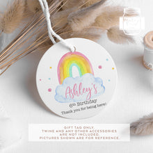 Load image into Gallery viewer, Birthday Party Favour Tags Watercolour Rainbow Style Round Party Favour Gift Tags