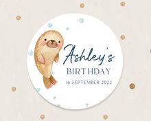 Load image into Gallery viewer, Watercolour Seal Aniamls Style Birthday Party Stickers, Kids Party Stickers, Goodies Bag Stickers